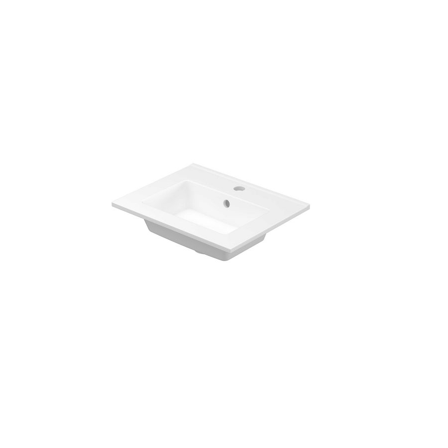 Wastafel porselein met enkele wasbak 1 kraangat 45cm mat wit