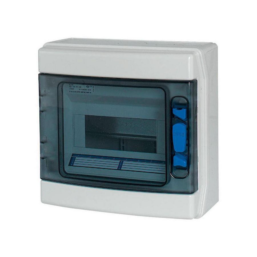 Inst.kast opb. IP65 1x8TE deur transp. abs + klemmen VVE=8