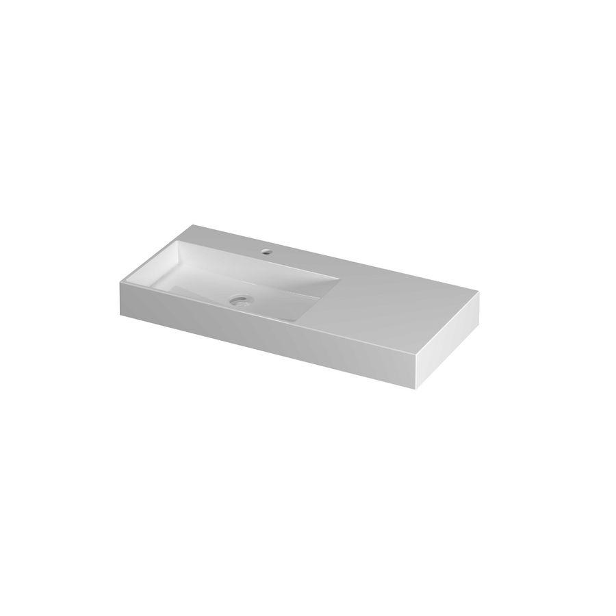 Wastafel porselein L 1 kraangat 1000x450x110 Glans wit United INK