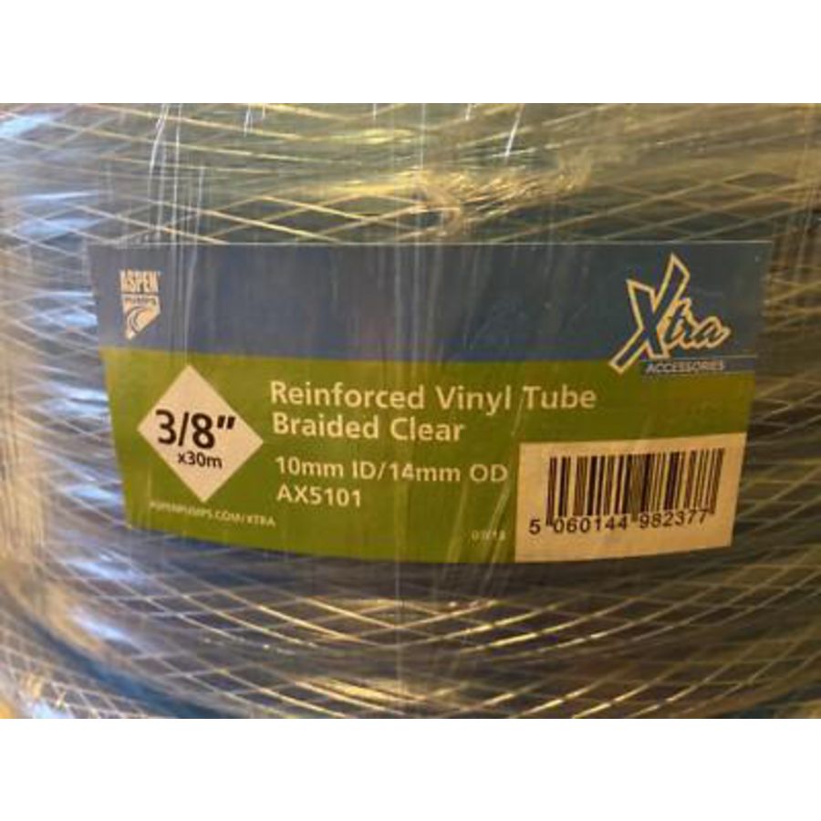 Rol a 30m. condensslang PVC (vinyl) transparant versterkt 3/8" (10mm)
