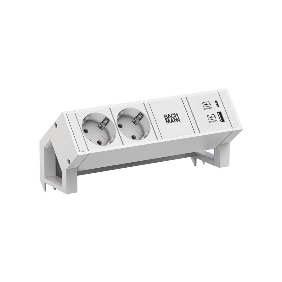 Desk 2 2x 230V RA USB A/C charger 22W 0,2m GST o.g. w & alu