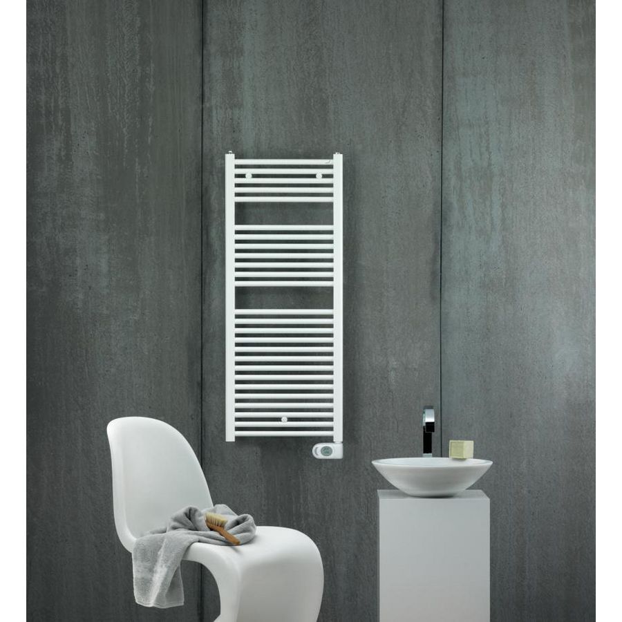 Elektr. handdoekradiator AURA EL 786x400mm Htotaal=860mm 300W RAL9016 wit met LCD-bediening