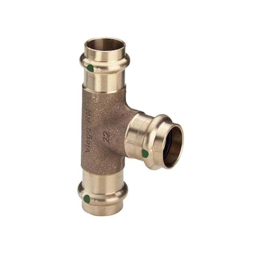 T-koppeling verlopend Sanpress brons 22x12x22mm