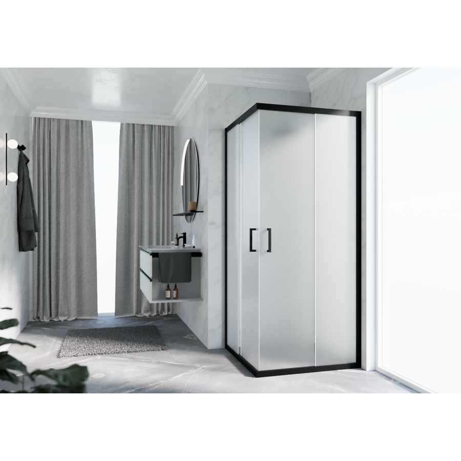 Hoekinstap Zeph 2.0 Hoekinst. 77 VeR77-80 Satin Glas Zwart