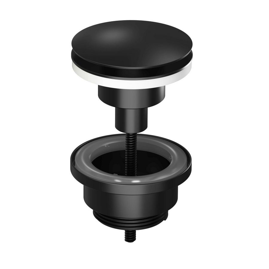 Afvoerplug 1.1/4" stop&go mat zwart