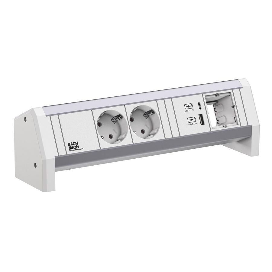 Desk 1 2x 230V RA USB A/C charger 1x leeg GST o.g. in/uit w