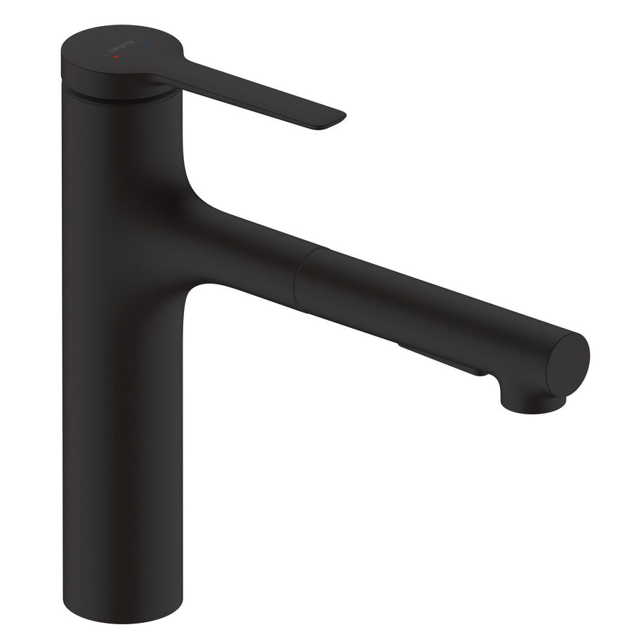 Zesis M33 1-hendel keukenkraan 160 metalen uittrekbare vuistdouche 2 straalsoorten mat zwart