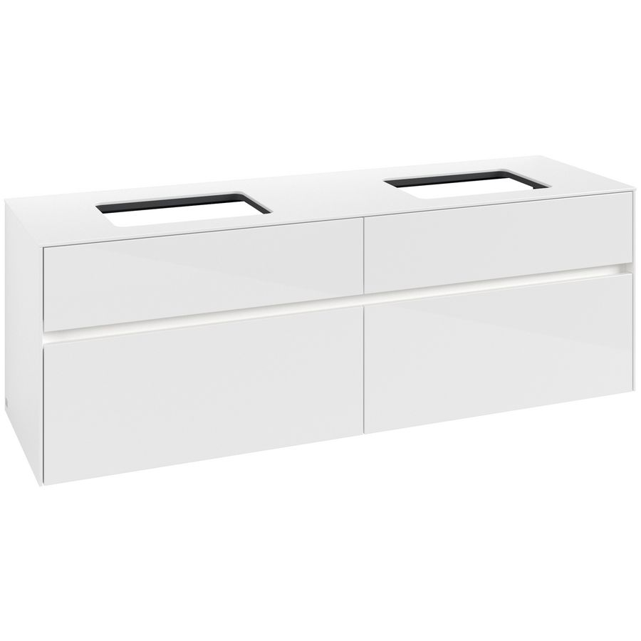 Wastafelonderkast Collaro 1600x548x500mm Glossy White C123B0DH