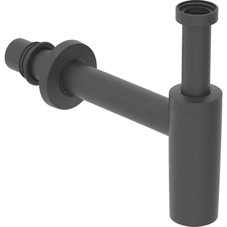 Design bekersifon 1.1/4" matzwart incl. rozet + muurbuis 40mm + manchet