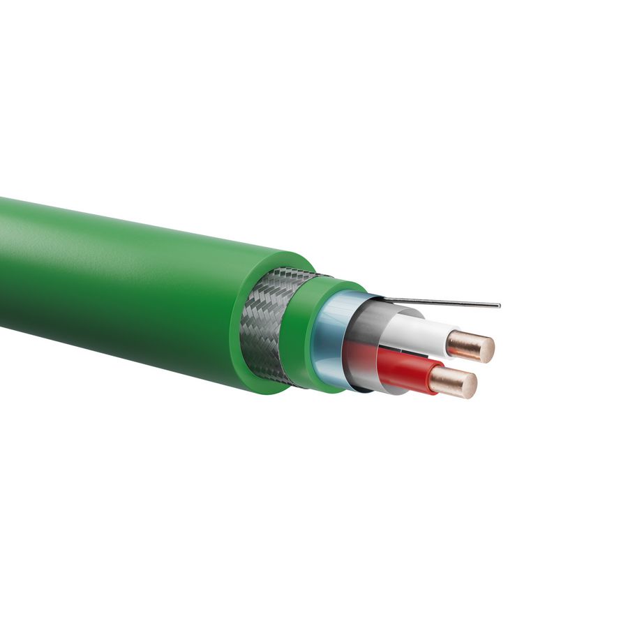 Haspel a 100m. Signaal grondkabel UV Outdoor 1x2x0,8mm groen