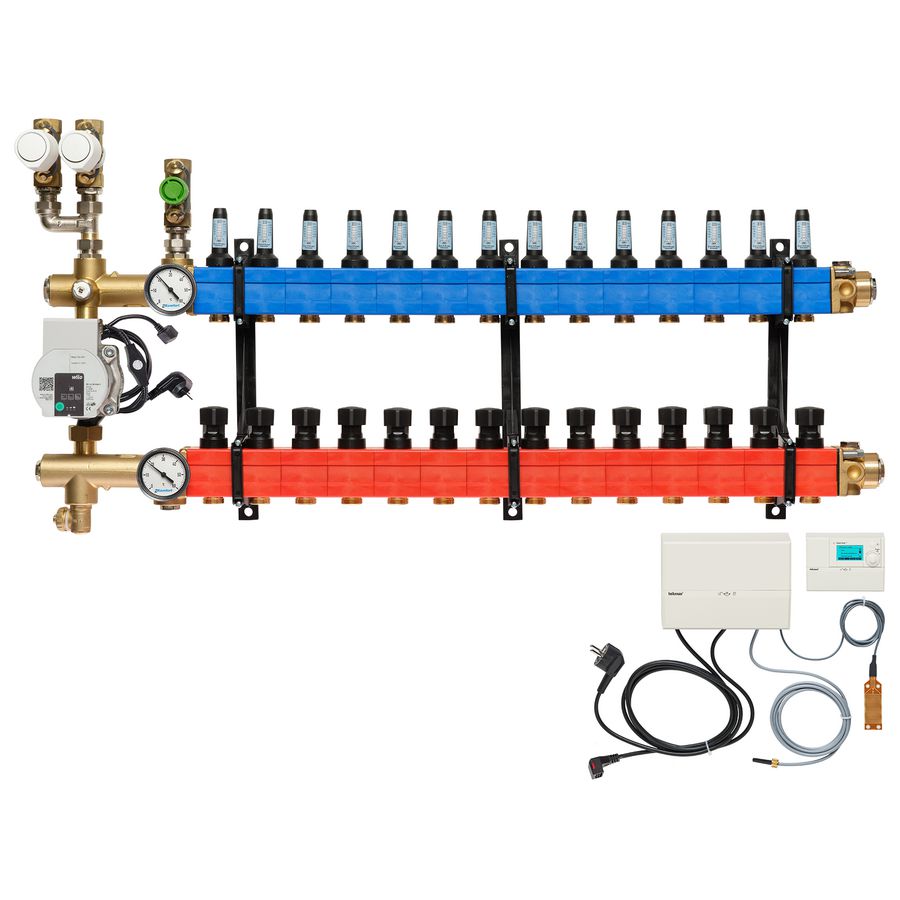 Vloerverw.verdeler 4851 3-pijps E-pomp BA. 10-145l/u 14-groeps