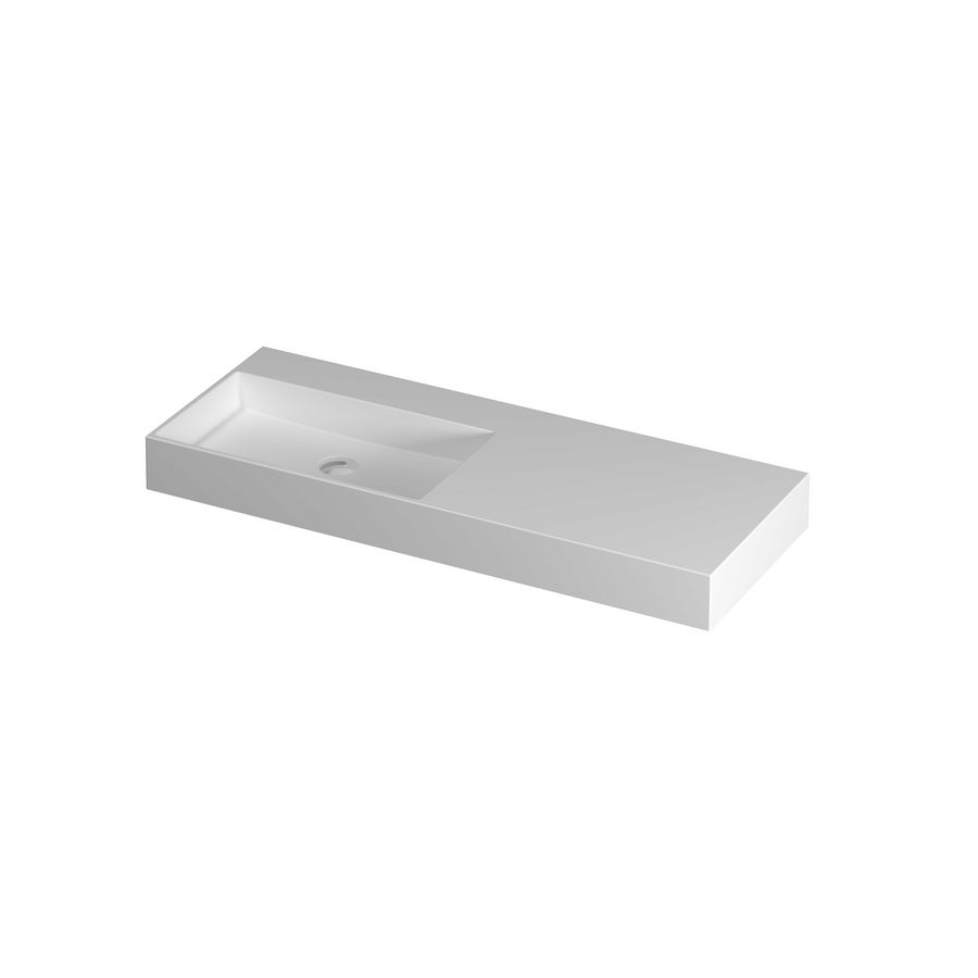 Wastafel porselein L zonder kraangat 1200x450x110 Mat wit United INK