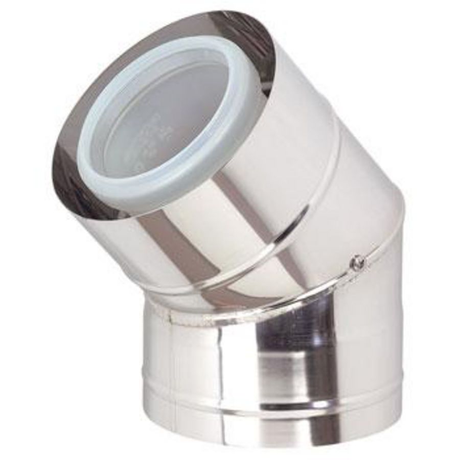 Rolux buitenwandsysteem bocht 45° concentrisch 60/100 pp/inox