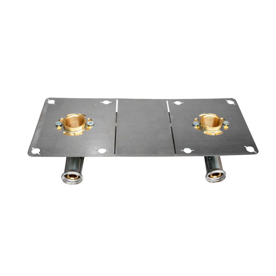 Muurplaat dubbel persaansluiting 28PF 2x (16x1/2" bn.) 150mm in montageplaat