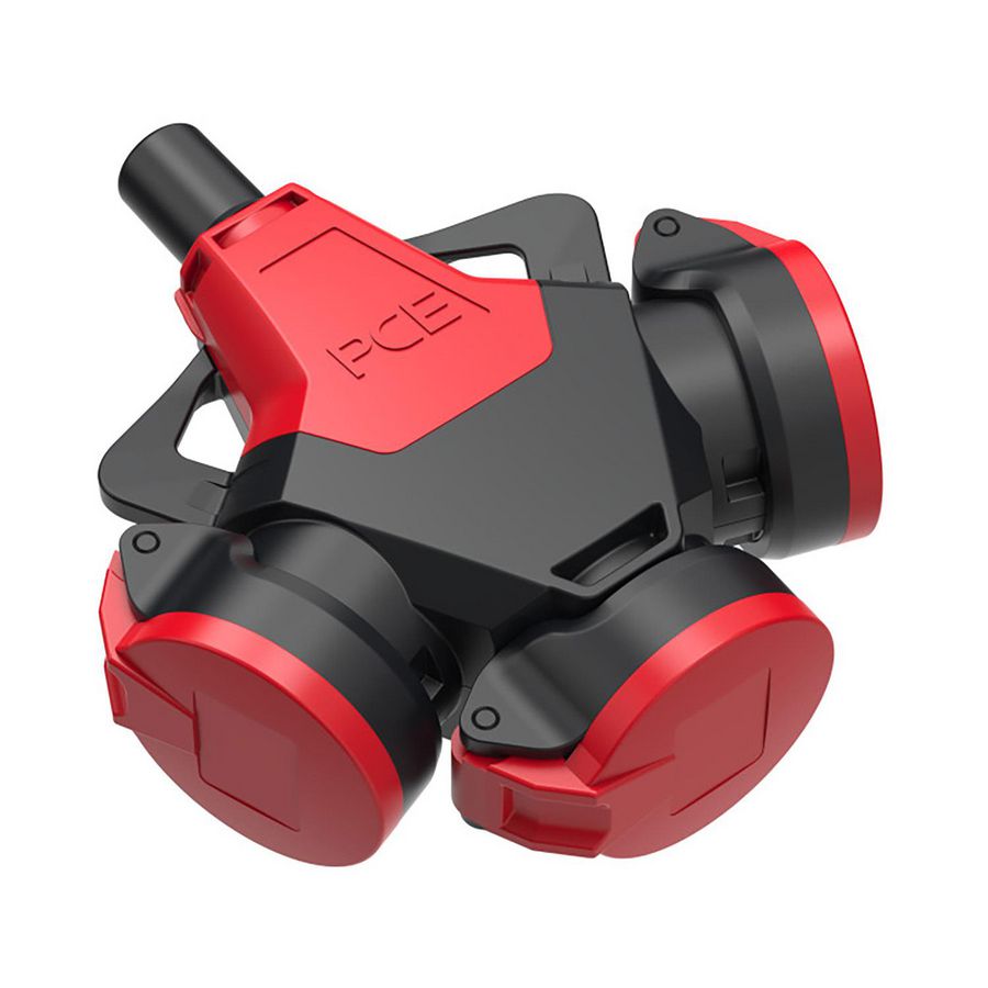 3weg Koppelcontactstop randaarde Taurus klapdksl zwart/rood VVE=5
