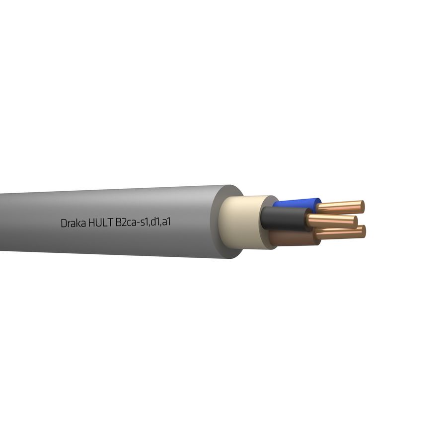 Haspel a 1000m. HULT YMz1K B2ca 0,6/1kV gy# 3x2,5mm² bu bn bk (blauw-bruin-zwart)