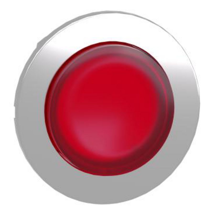 Flush mounted red projecting illuminated pushbutton head