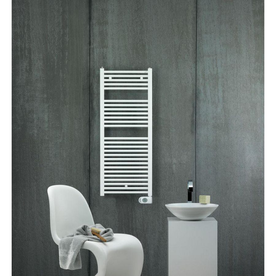 Elektr. handdoekradiator AURA EL 906x500mm Htotaal=980mm 500W wit RAL9016 met LCD-bediening snoerlengte 50cm