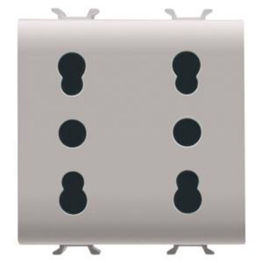 ITALIAN STANDARD DOUBLE SOCKET- 250V ac-2X2P+E 16A D VVE=6