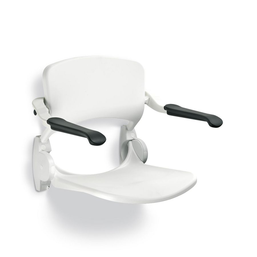 Douchezitting + rugleuning + armsteun kunststof wit