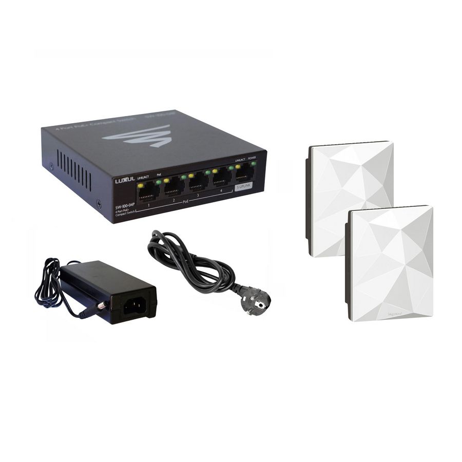 PoE Wifi starter set: 1 Sw + 2AP