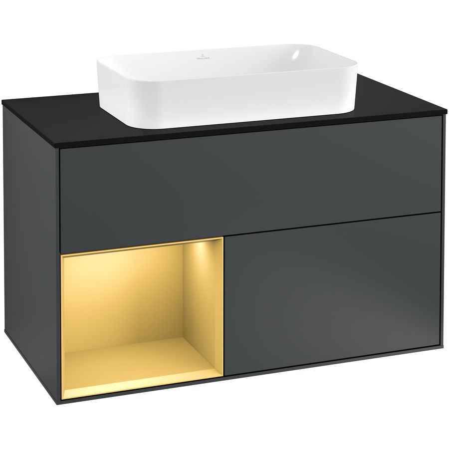 Wastafelonderkast Finion 1000x603x501mm Mid.Blue Matt Lacquer F242HFHG