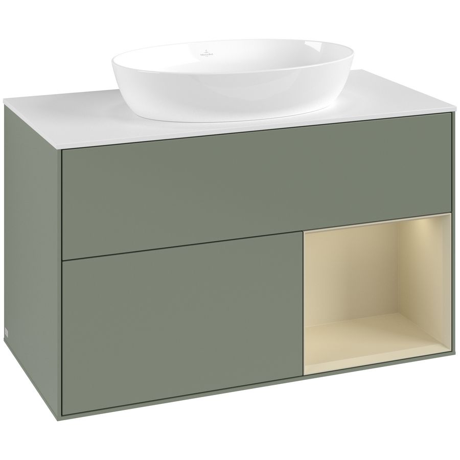 Wastafelonderkast Finion 1000x603x501mm Olive Matt Lacquer FA21HJGM