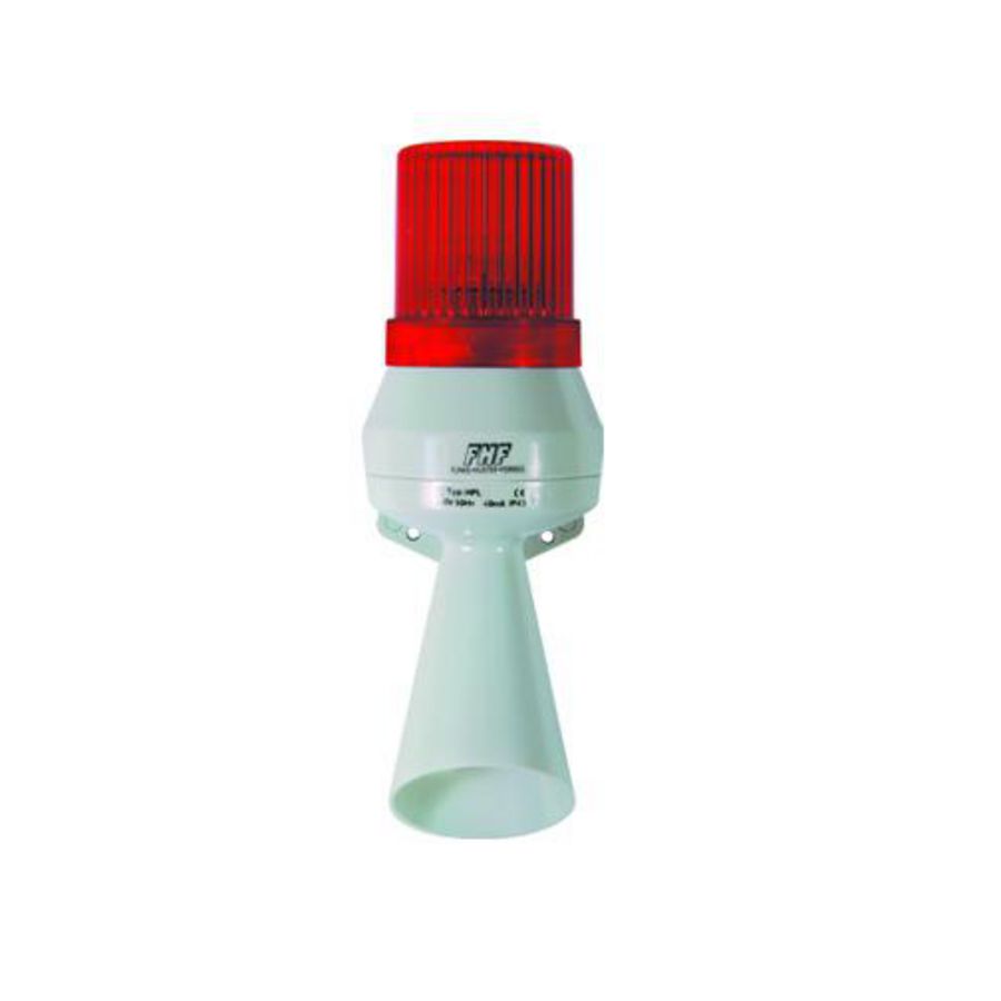 Mini toeter HPLB 24 VDC met hoorn met flitslicht rood