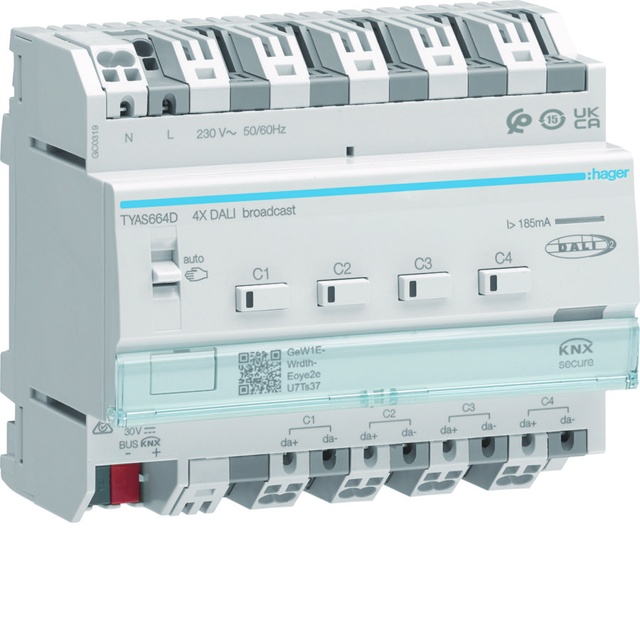 KNX/Dali-2 Broadcaster, 4-voudig, Secure, easy, RGB(T)W