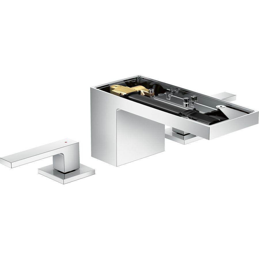 AXOR MyEdition 3-gats wastafelmengkraan 70 en afvoerplug zonder plaat chroom