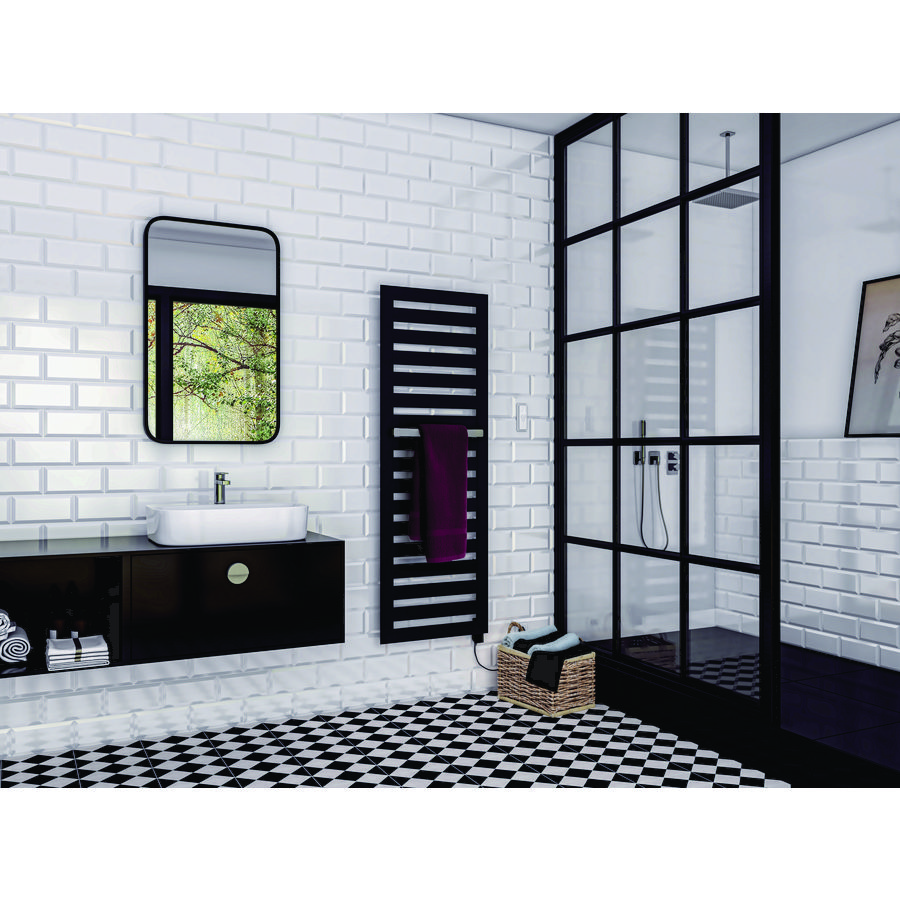Elektr. badkamerradiator METROPOLITAN BAR EL 1299x500mm 600W IHD + afstandsbediening wit RAL9016