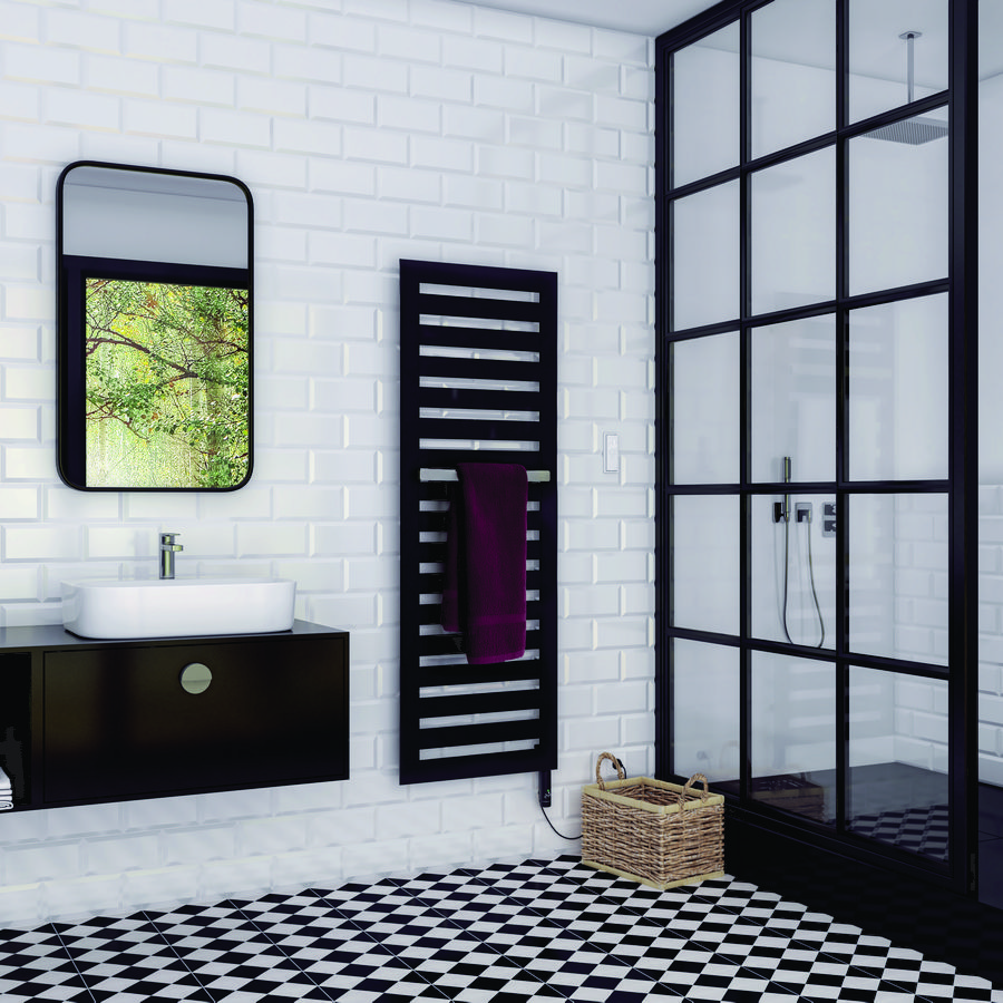 Elektr. badkamerradiator METROPOLITAN BAR EL 1668x500mm 600W IHC bediening wit RAL9016