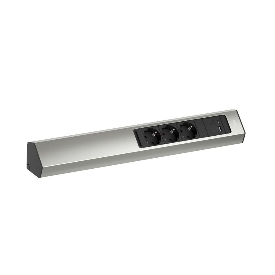 CASIA 2 Hoekstopcontact lang 3x230V RA 1xUSB A/C chrgr 2m RA