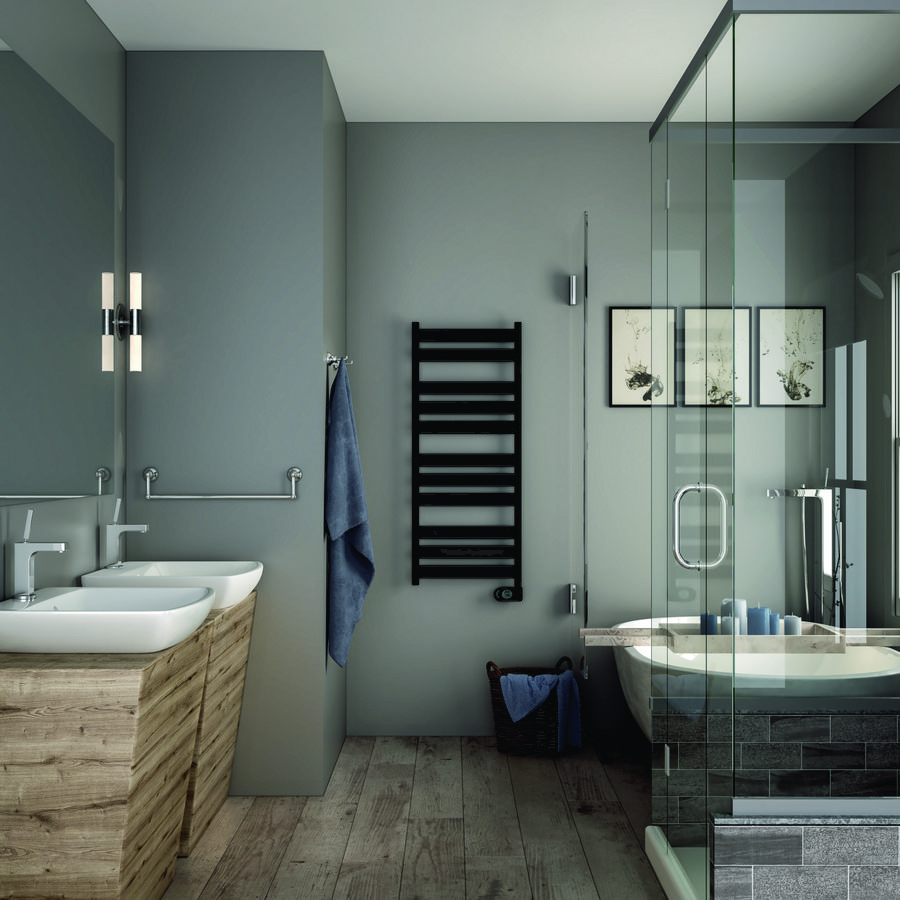 Elektrische handdoekradiator ZETA mat zwart 1600x600mm 750W