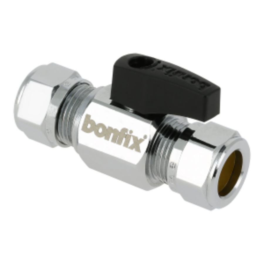 Kogelstopkraan model Ballofix recht knel 15mm zwarte knop