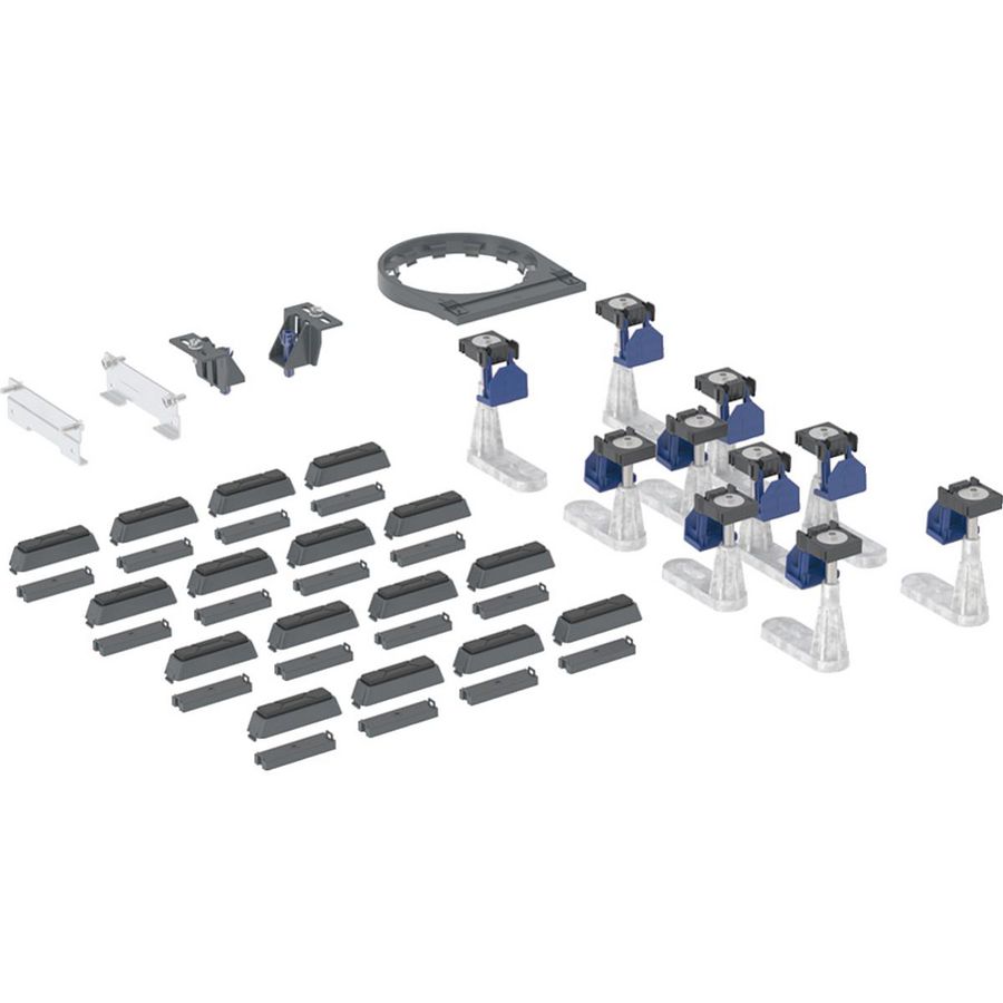 Ruwbouwset voor douchevloeren van geëmailleerd staal met tien steunpoten voor waterslothoogte 50mm