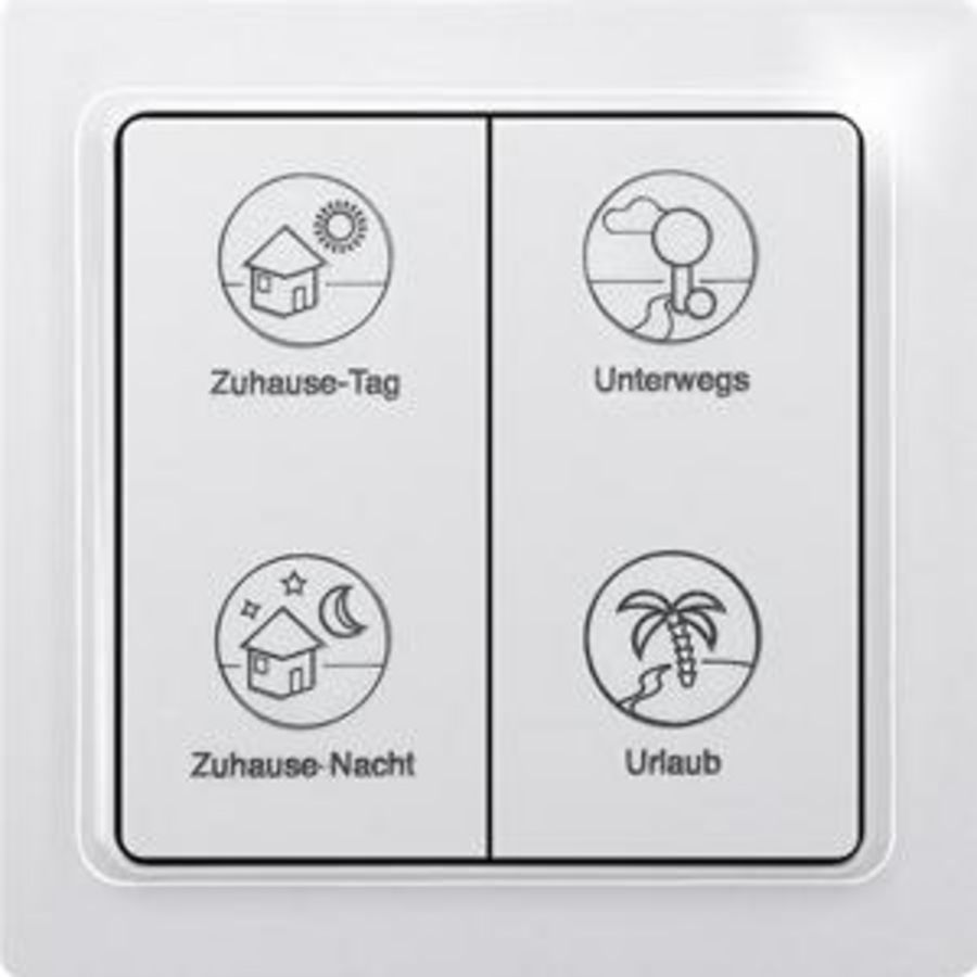 Draadloze EnOcean pulsdrukker,4-kanaals,helder wit glanzend