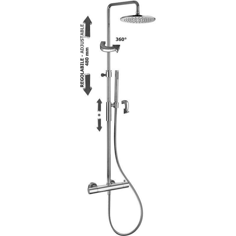 Showerpipe therm. hoofddouche 300mm+staafdouche chroom