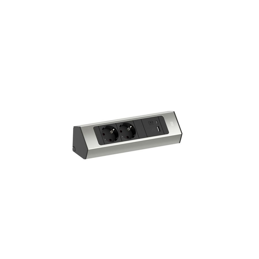 CASIA 2 Hoekstopcontact kort 2x230V RA 1xUSB A/C chrgr 2m RA
