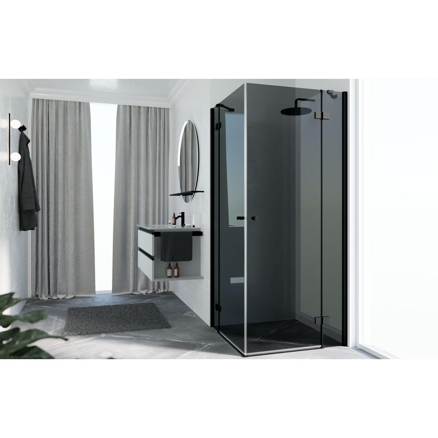 Hoekinstap NH-A 95 verst.920-940x2000mm glas helder profielkleur glas zwart