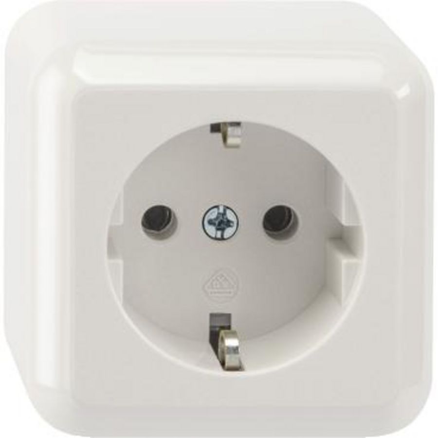 Opbouw Wandcontactdoos MERTEN 1V Randaarde POLARWIT extra beveiliging