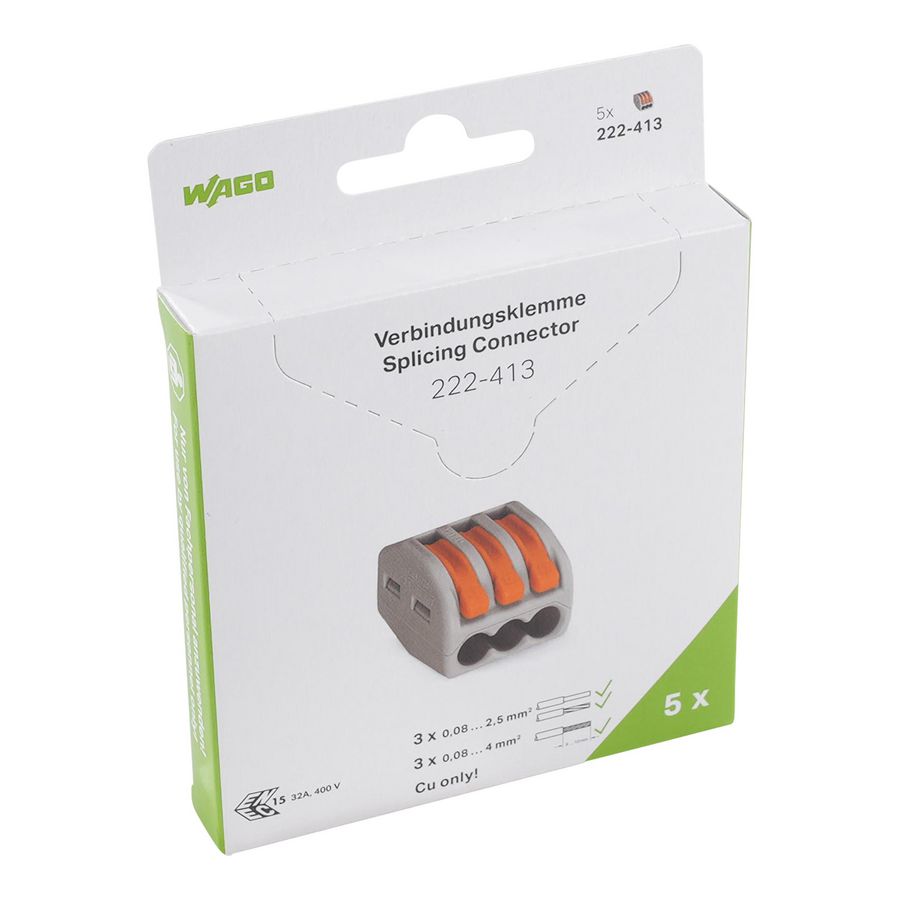 Verbindingsklem met hendels geleiders max. 4 mm2 gri VVE=5