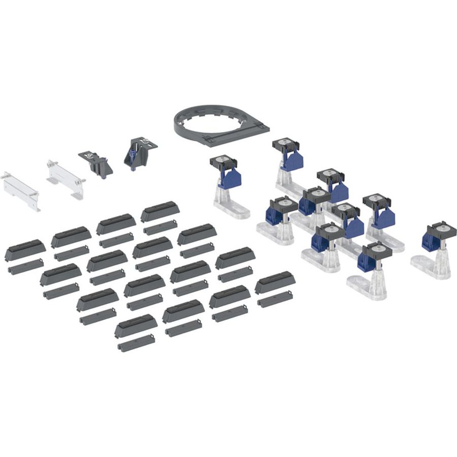 Ruwbouwset voor douchevloeren van geëmailleerd staal met tien steunpoten voor waterslothoogte 30mm