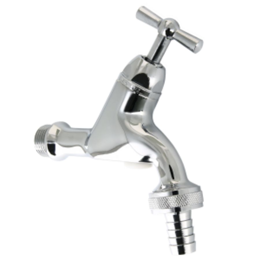 Tapkraan 1/2" belucht verchroomd + kruk + slangwartel