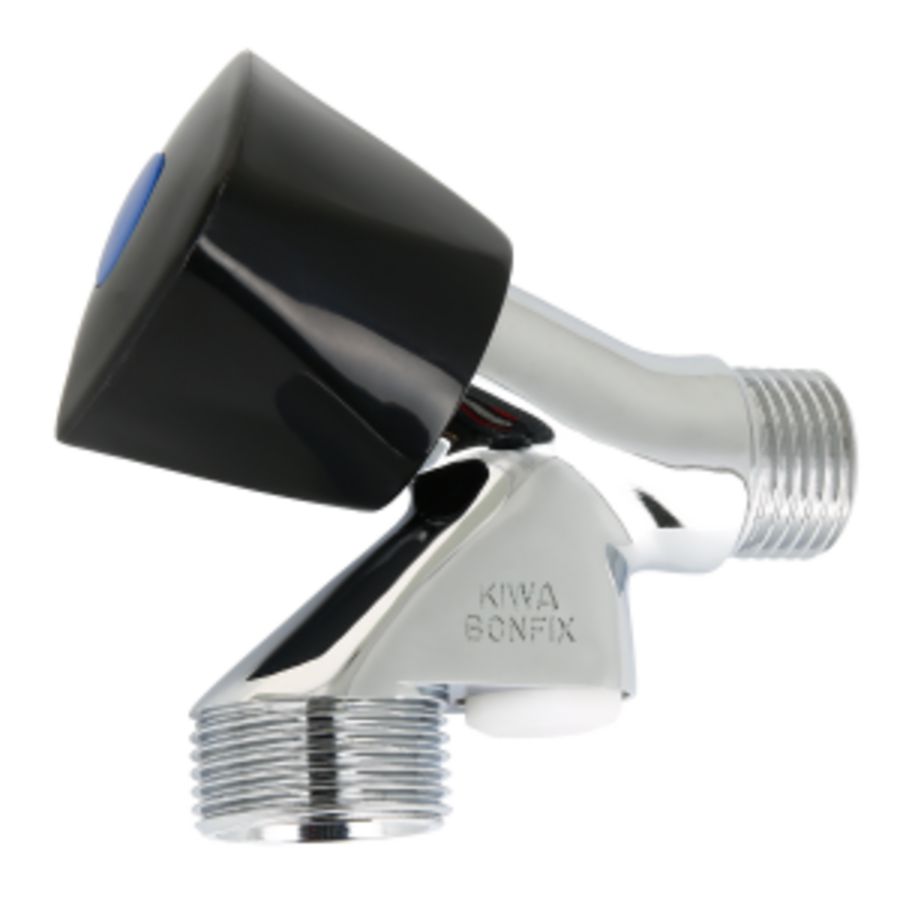 Wasmachinekraan 1/2"bt.  zwarte knop belucht met keerklep