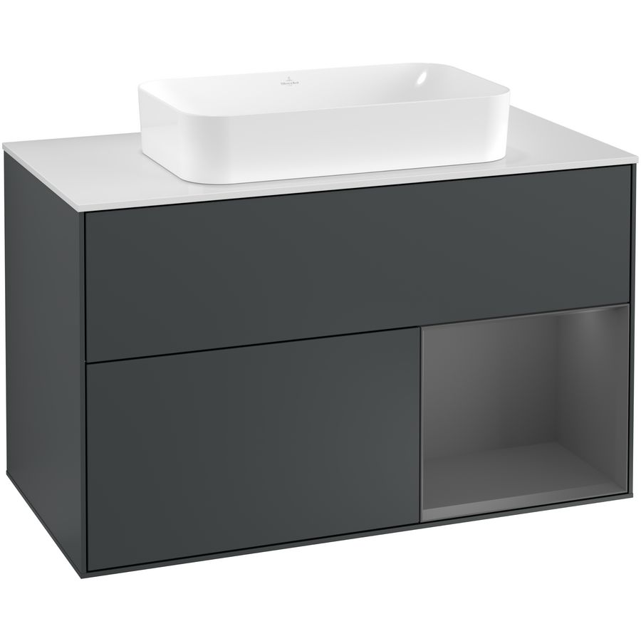 Wastafelonderkast Finion 1000x603x501mm Mid.Blue Matt Lacquer F251GKHG
