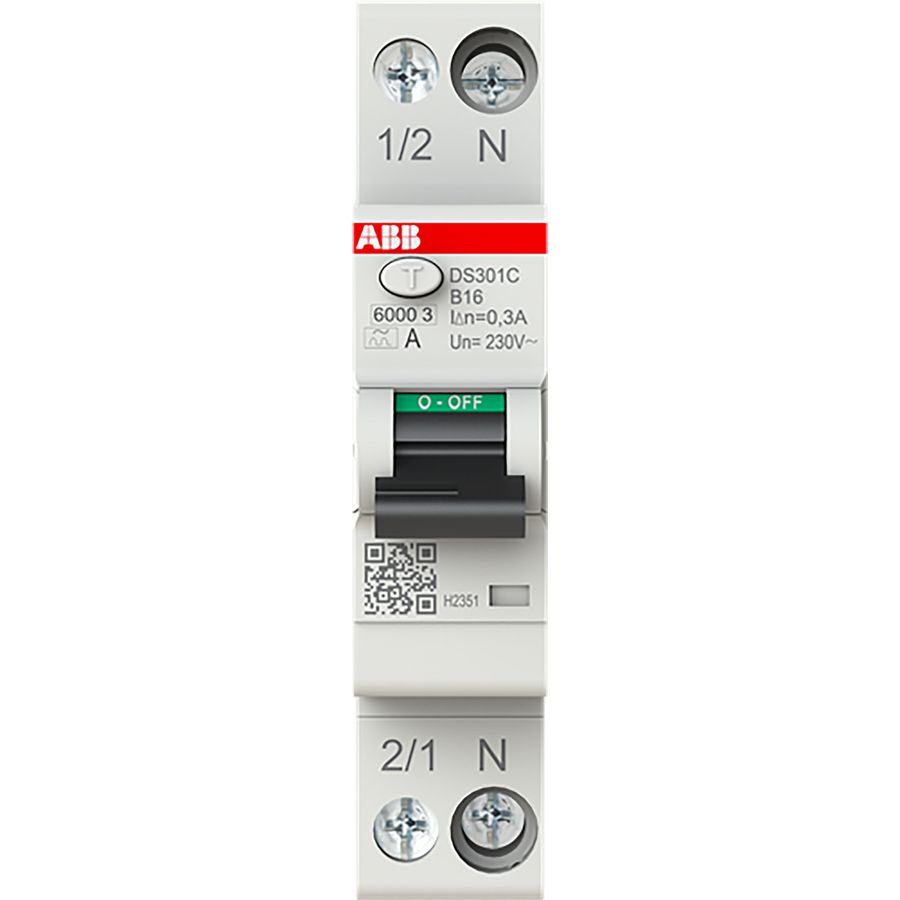 Aardlekautomaat 1P+N, B Char, 16A, 300ma, 6ka