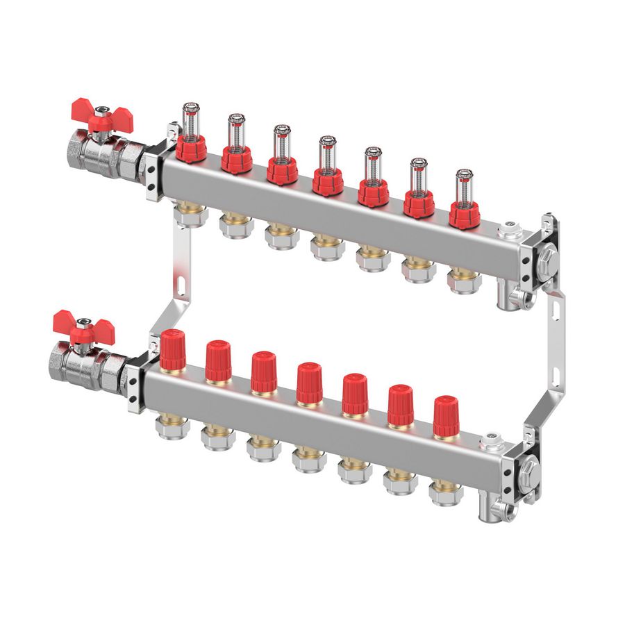 LTV-verdeler vloerverwarming SSM-F 7-groeps RVS