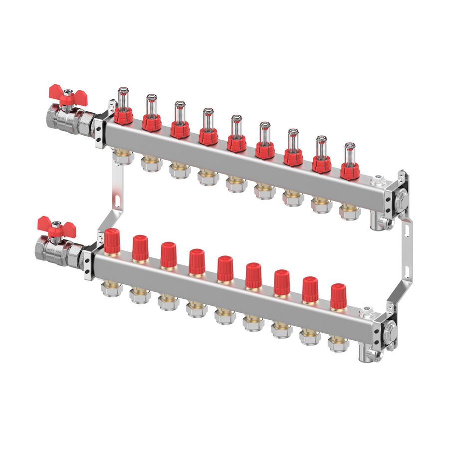 LTV-verdeler vloerverwarming SSM-F 9-groeps RVS