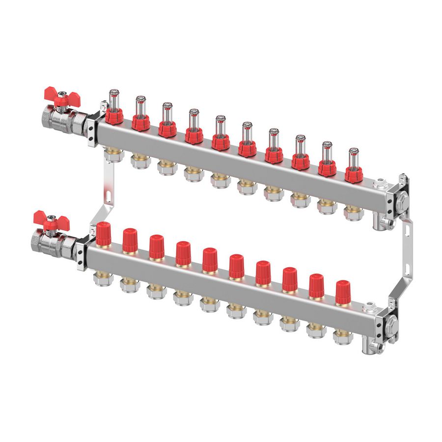 LTV-verdeler vloerverwarming SSM-F 10-groeps RVS